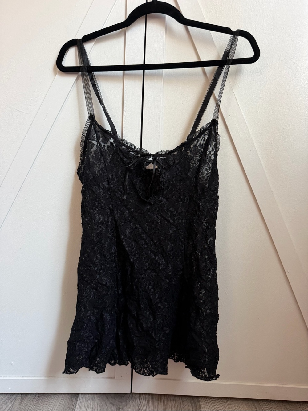 Frederick's of Hollywood Black Lace Camisole with Spaghetti Straps